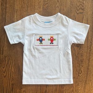 Anavini Smocked Embroidered Airplane Shirt New With Tags